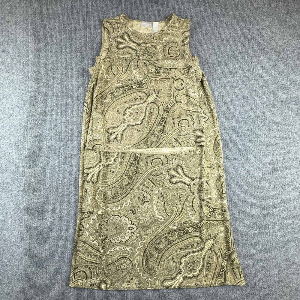 Liz Claiborne Skirt Tank Set Womens Large Beige Paisley Stretch Jersey 2 Piece